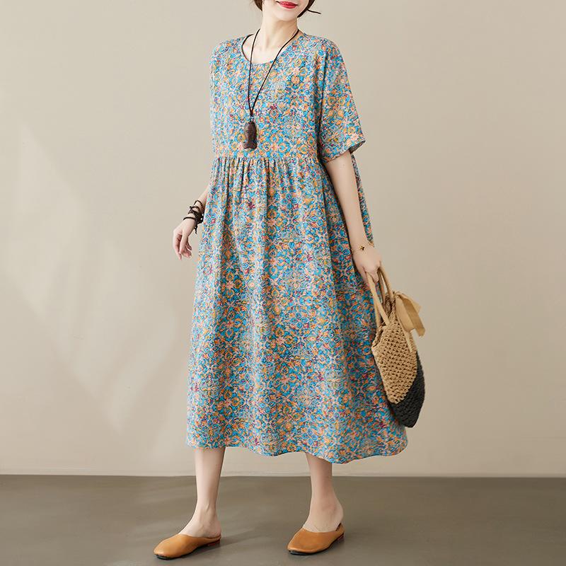Summer Loose Women's Printed Short Sleeved Dress