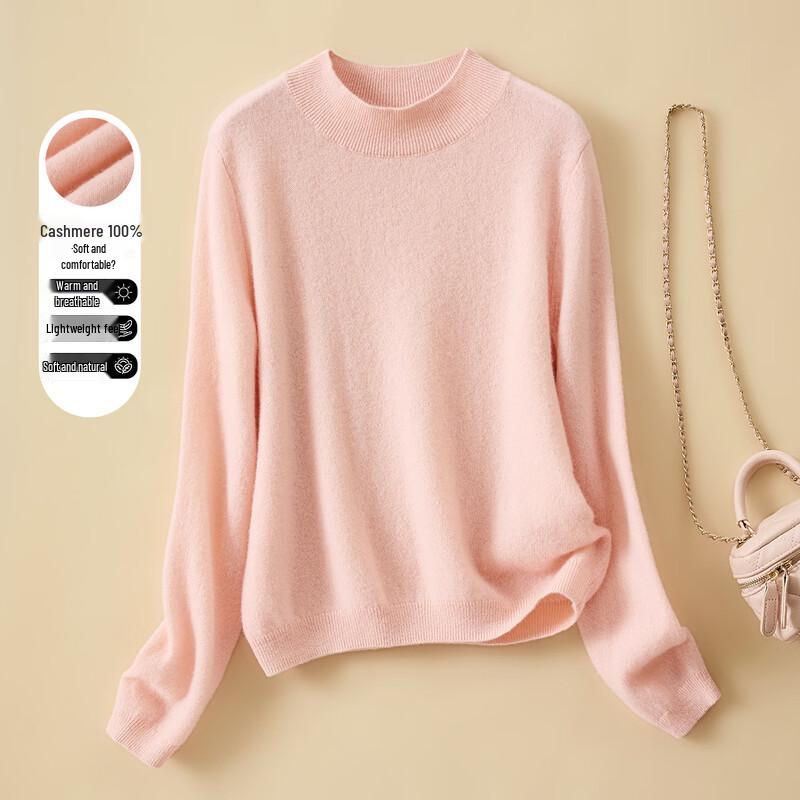 Jinju 100% Cashmere Solid Mock Neck Pullover