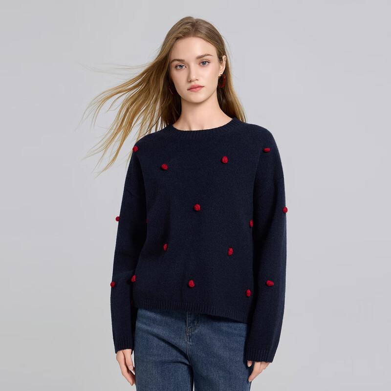 She Tuh Damtröja med avslappnad passform i ullblandning, långärmad stickad tröja