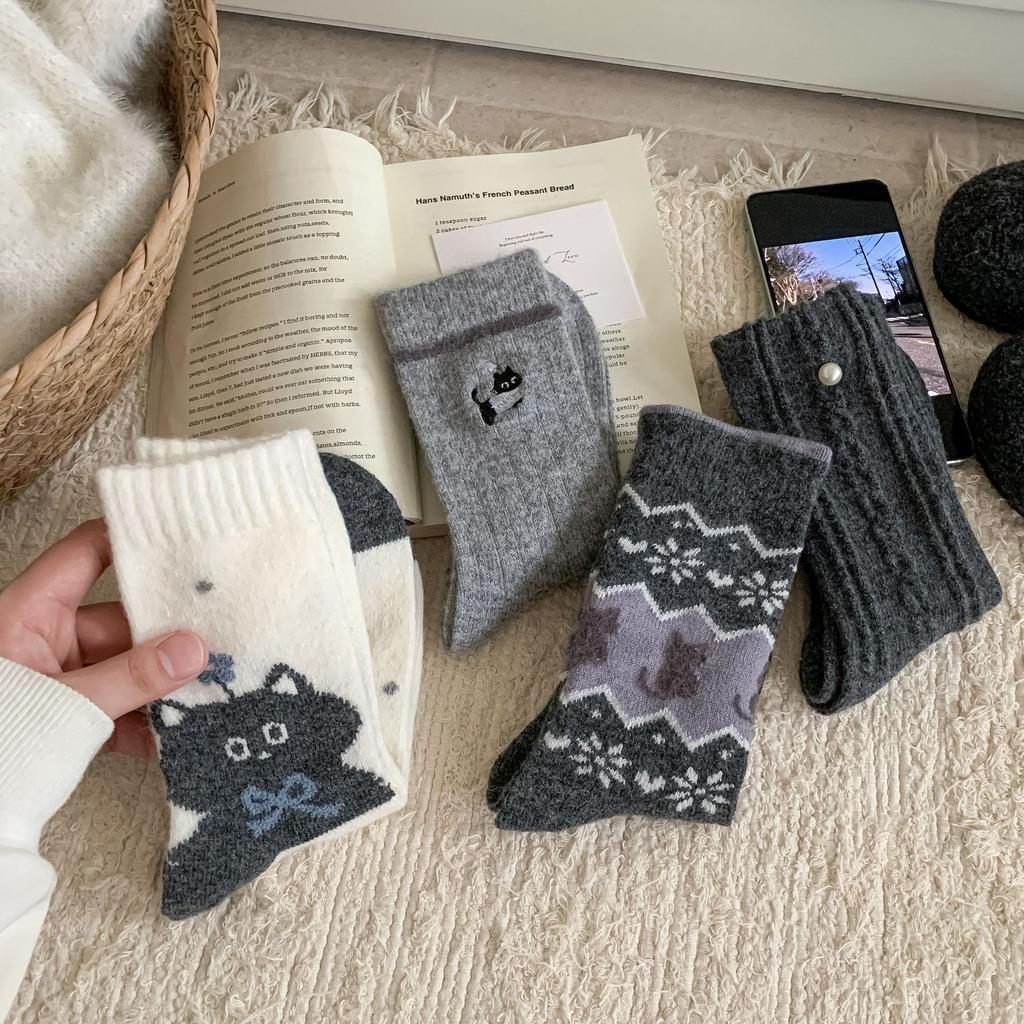 Daily Miscellaneous Wind Puppy Wool Socks Thickened Thermal Socks Stockings Piles Of Socks For Girls