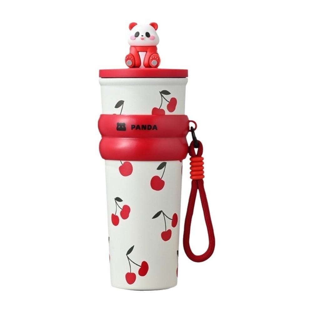 

316 Stainless Steel Panda Thermos Cup Large Capacity Thermal Drinking Cup Insulated Mug Girl красный