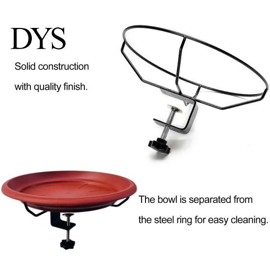 Garden Yard Bird Feeder Outdoor Hummingbird Bath Bowl Large Capacity Food Holder Easy Access with Adjustable C-Clamp Stand
