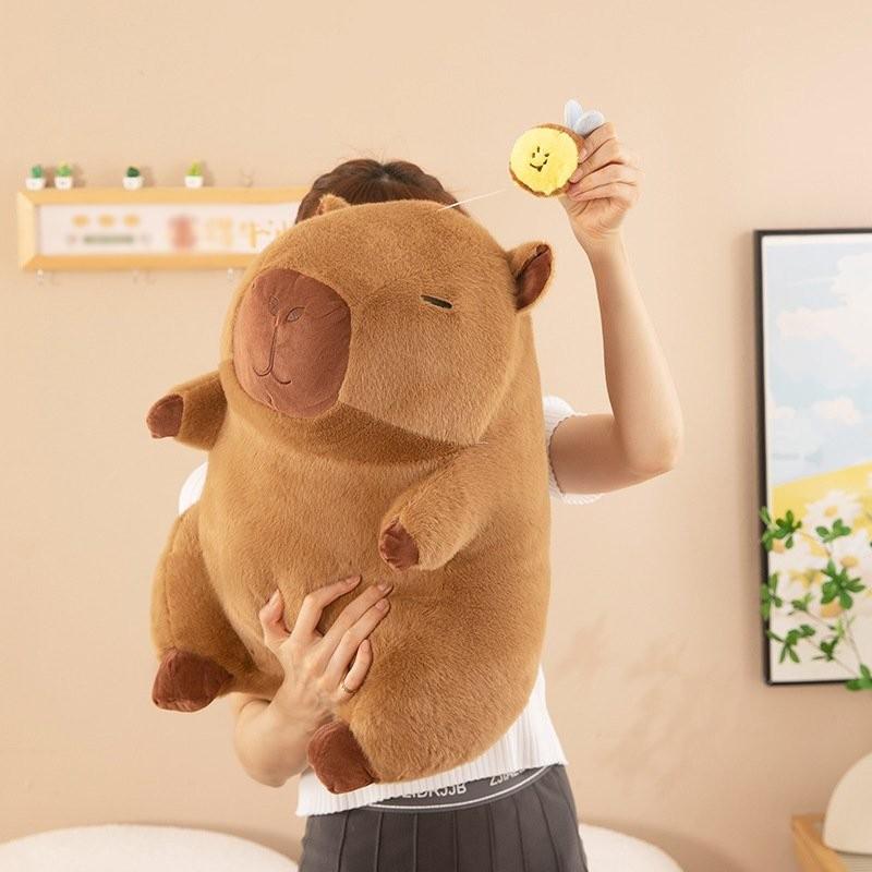 Adorable Stretchable Capybara Plush Toy With Cute Bee Design Perfect For Kids Gift