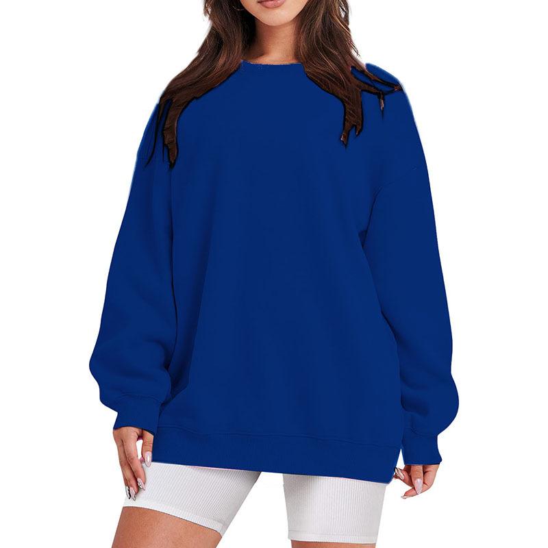 Unisex Crew Neck Long Sleeve Loose Fit Casual Top Solid Color Basic Sweatshirt Korean Fashion Pullover Blouse