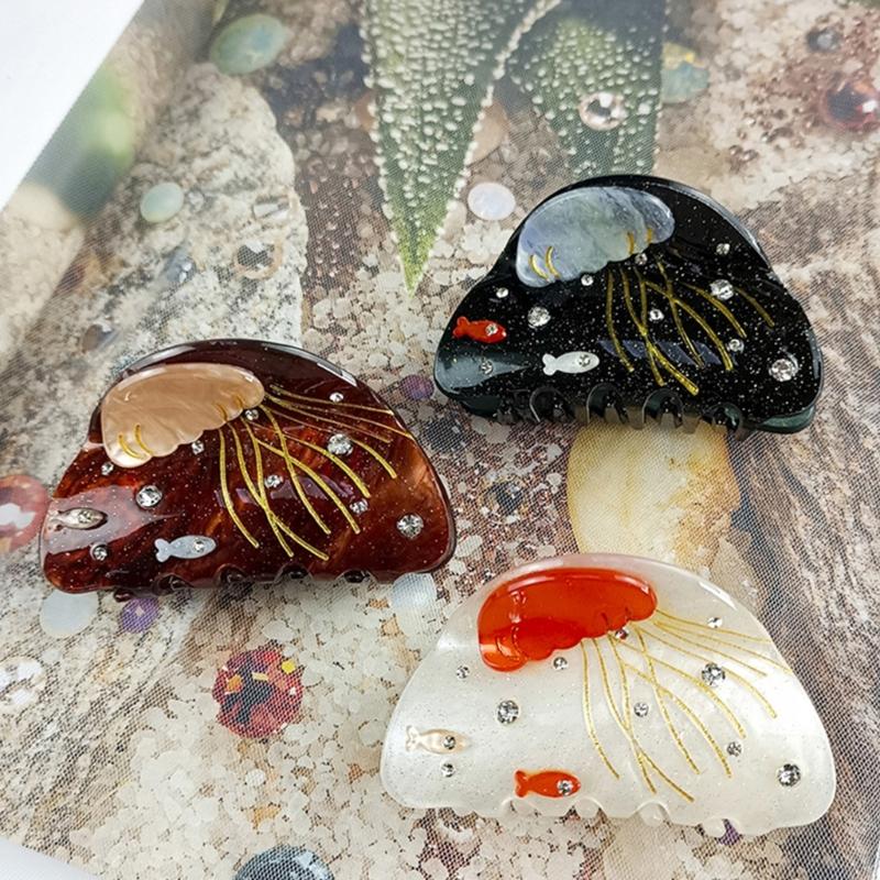 Acrylic Hair Claw Clip For Various Hair Type Strong Grip Design Hair Clamp with Marine Theme for Women Hairstyling