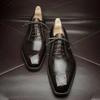 Oxfordschuhe für Herren Braun Schwarz Business Schnürung PU Büro Brogue Anzugschuhe De Vestir Hombre Herrenschuhe