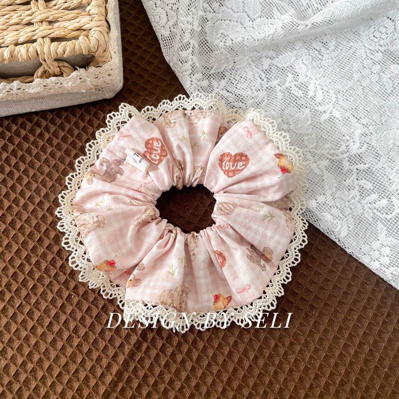 Cake Puppy Korean College Ballet Handmade Scrunchie Cute Lace Bow Hair Accessories