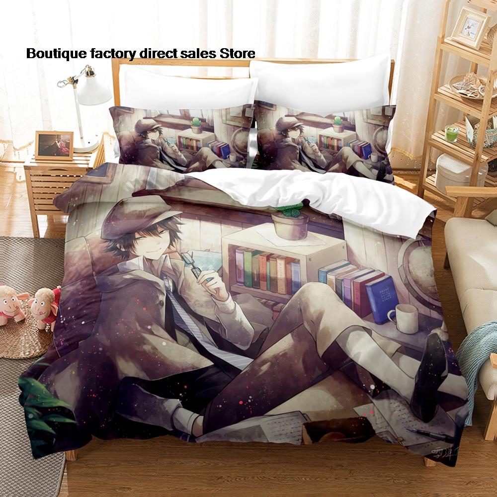 Anime Bungo Stray Dogs Bedding Set Single Twin Full Queen King Size Bed Set Kids Bedroom Duvetcover Sets Bed Sheet Set