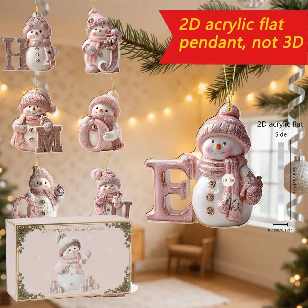 Christmas Countdown Calendar Letter Snowman Pendant