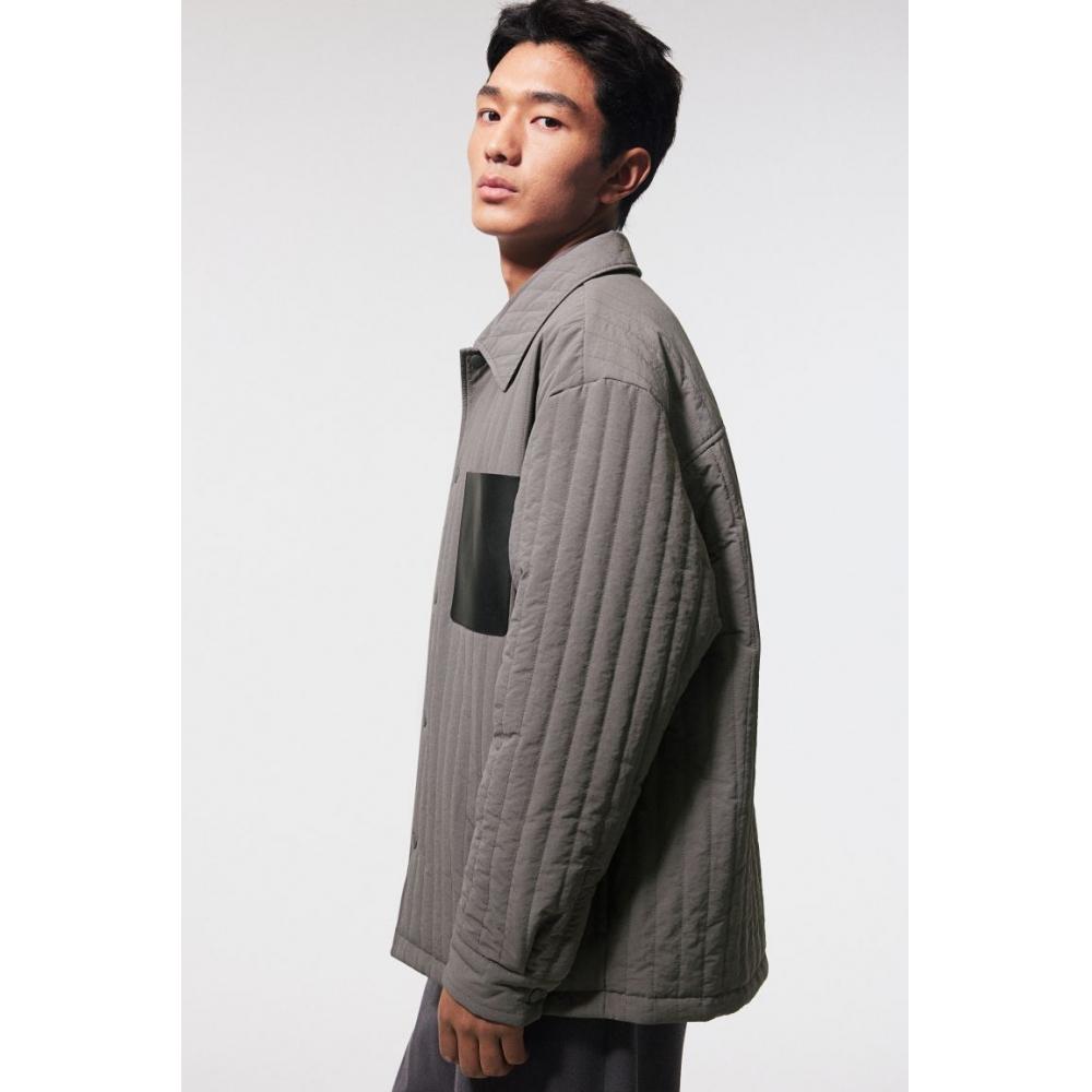 H M Loose Fit Padded sHacket Grey