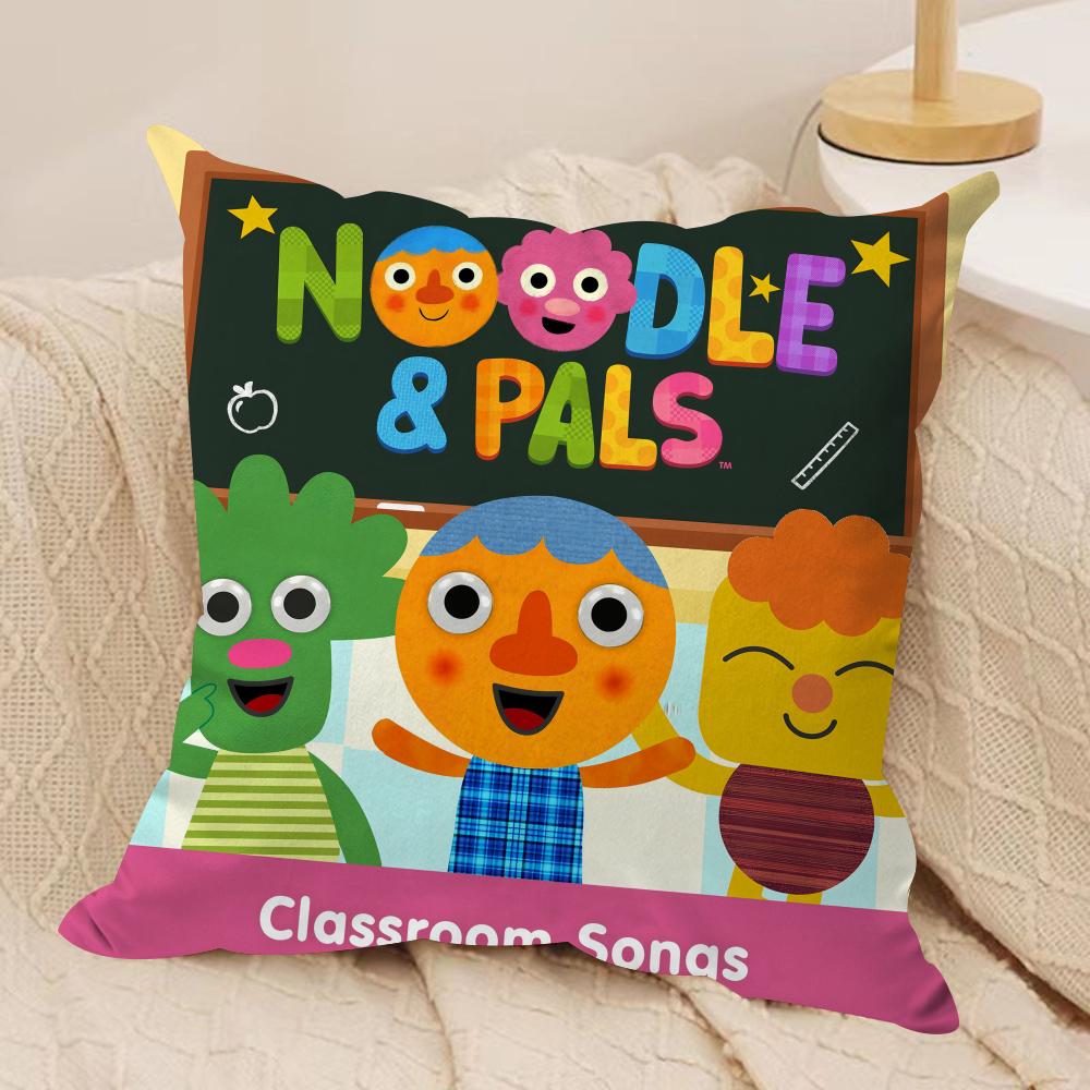 

Cartoon N-Noodle and Pals Cushion Cover Silky Short Plush Sofa Pillow Cover Hidden Zipper Soft Dustproof Case for Home Decor 30cmx30cm