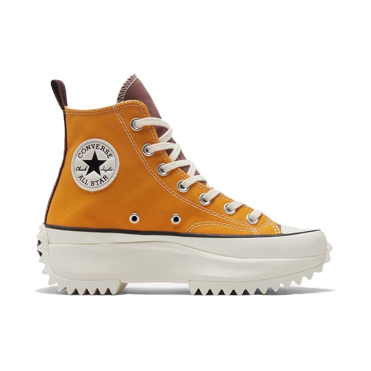 Converse Run Star Hike Tri-Panel Comfortable Versatile High-Top Canvas Shoes Unisex Sneakers Orange White 171122C