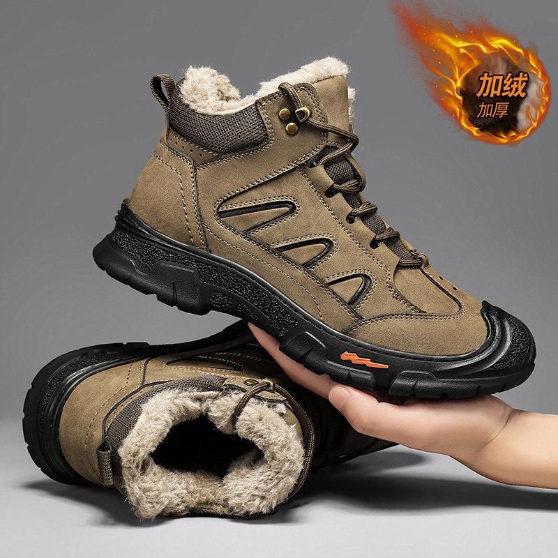 

Горячие продажи зима новый Северо-восток бархат теплый уличный мужской кожаный толстая подошва ботинки Мартин 44