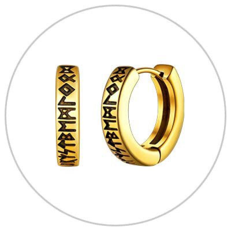 

Серьги-кольца Viking Runeword из нержавеющей стали золотой