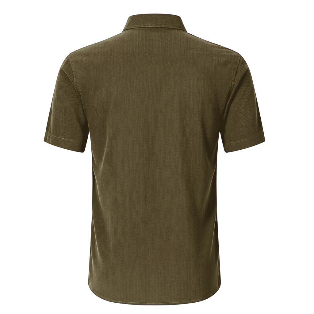 Men Short Sleeve Button Down Shirt Two Chest Pockets Classic Collar Fit Casual Shirt for Daily Wear