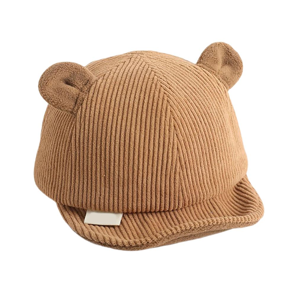 Adorable Baby Bear Hat Soft Corduroy Cap for Infants Aged 0 24 Months Perfect for Sensitive Skin