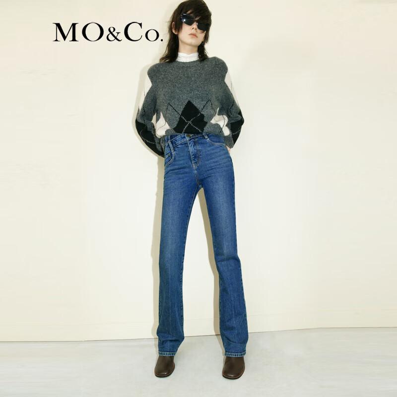 

MO&Co. Женские джинсы деним прямого кроя с высокой посадкой и расклешенным низом S 26