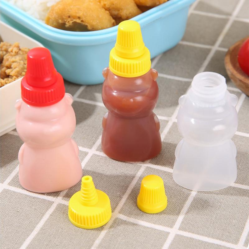 1/2/4Pcs Mini Sauce Box Squeeze Bottle Cartoon Cute Pattern Tomato Honey Condiment Container For Kids Lunch Box Accessories
