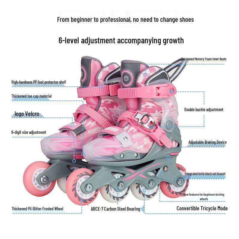 Jingdong Built Kids' 6-Size Adjustable Inline & Quad Skates