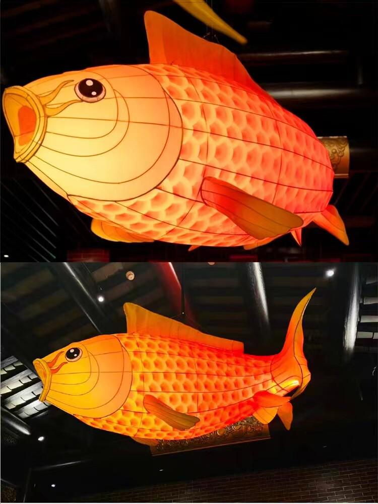 Luminous Fish-Shaped Waterproof Lanterns for Restaurants with Colored Flower Chandelier Lights