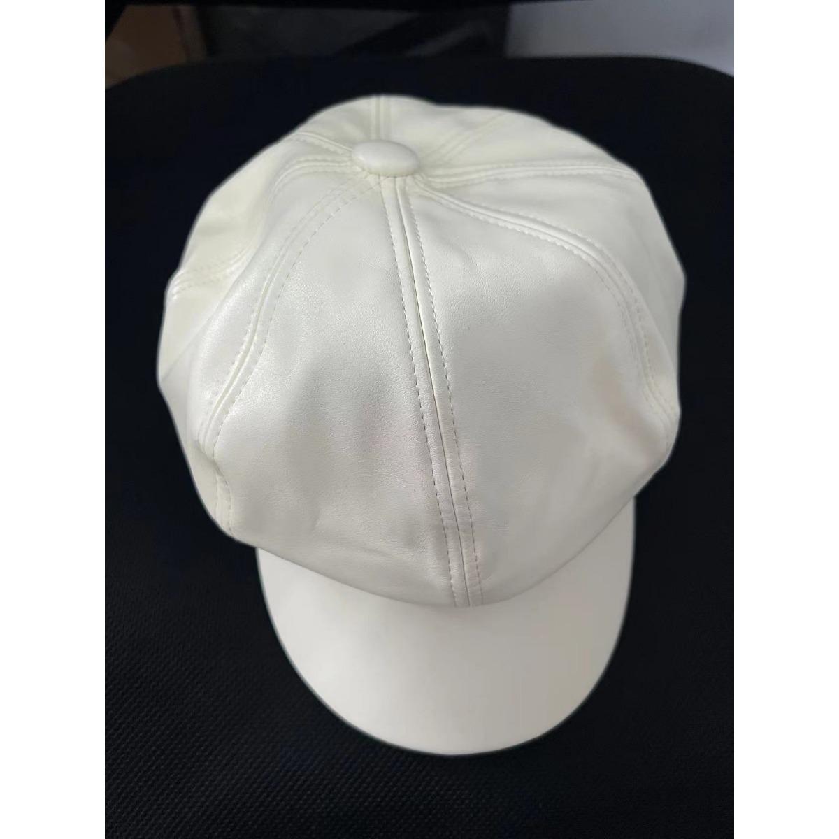 Шляпы, Женские шляпы, ПУ кожа, Восьмиугольные шляпы, Британский стиль, Береты, Кожаные шляпы One Size бежевый