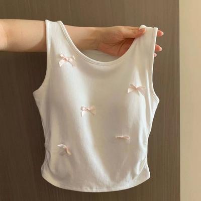 Small Fragrance Bow Halter Vest Summer New Slim-fit Outerwear Base Spice Sleeveless Short Top