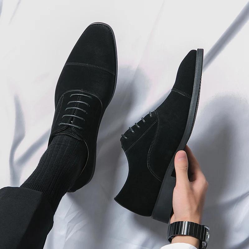 

Fashion Men New Fashion Derby Shoes Pointed Anti Fleece Leather Lace up Business Dress Leather Shoes Black Brown Size 38-48 38 чёрный