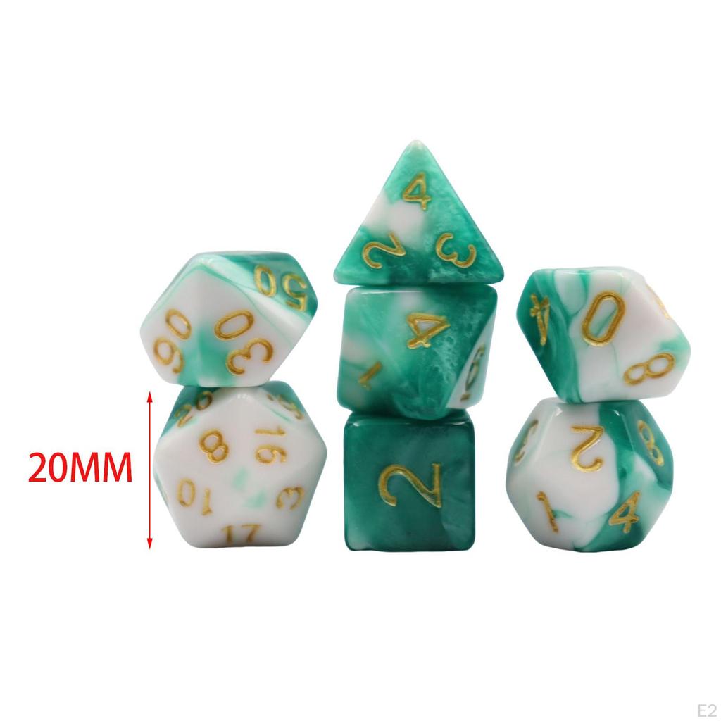 7 Pieces Acrylic Polyhedral Dice Board Games, Multi-Sided Dice, Gaming for Parties