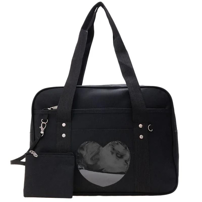 Japanese Kawaii Shoulder Bag for Women PU Leather Itabag Transparent Bag JK Tote Bag Handbags Preppy Bag Ita Bag Crossbody Bag