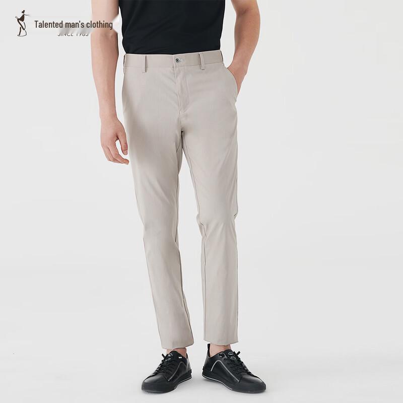 TRIES Men's Summer Lyocell Blend Straight-Leg Commuter Pants
