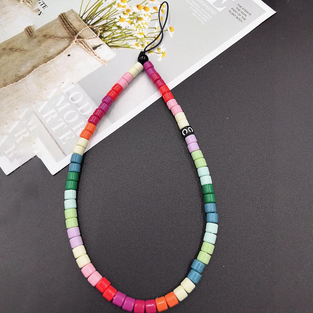 

Подвеска для телефона с радужными бусинами: Шнурок и подвеска в стиле знаменитости разноцветный