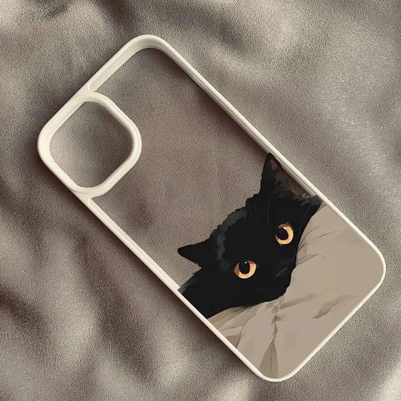 Cartoon Black Cat Phone Case for IPhone 16 13 15 Cover for 12 11 14 Pro Max 13 12Mini 14 15 Plus Hard PC Shells Fundas