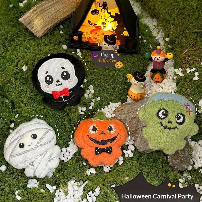 Cute Halloween Plush Keychain Mummy Pumpkin Ghost Monster Doll Pendant Bag Hanging Decor Car Key Holder Holiday Party Gifts