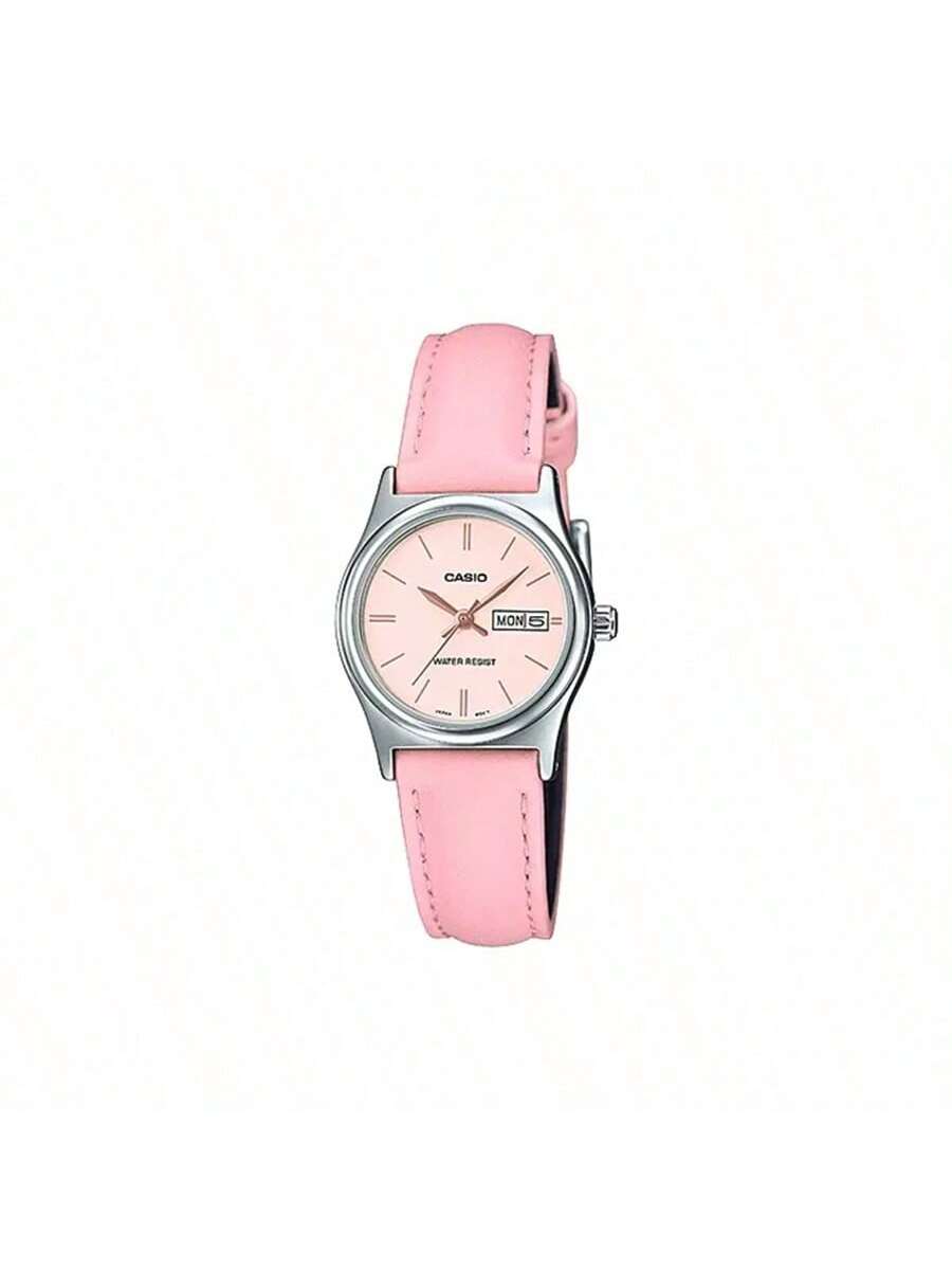 

**Серия CASIO STANDARD** – Модные Универсальные Классические Часы для Бизнеса с Отображением Даты/Дня Недели, Водонепроницаемый Кварцевый Механизм, Дизайн, Циферблат. LTP-V006L розовый