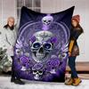 1pc Skull Artwork Outdoor Flannel Blanket , Machine Washable Perfect Gift for Birthday , Holiday Travel Accessory , Durable Material