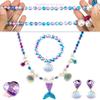 5 Pcs Kids Girls Princess Pearls Beads Necklace Bracelet Ring Set Jewelry Gift Fish Tail Cute Girl Beads