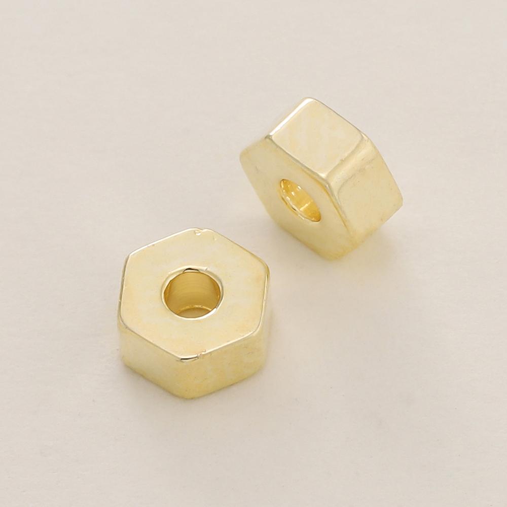 

10Pcs/Pack 4*4.5mm 14/18K Gold Plated Hexagon Spacer Beads For Handmade DIY Jewelry Making Bracelet Necklace Accessories