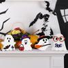 AKEROCK Cute Halloween Decorations Indoor - Halloween Decor/Ghost Decor, 4 PCS Wooden Ghost Halloween Signs for Table, Office Desk, Tiered Tray,