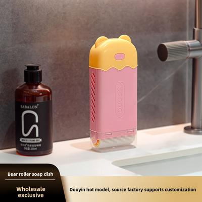 Bear Soap Dish Multi-functional Bubble Soap Holder with ABS PP PS Material