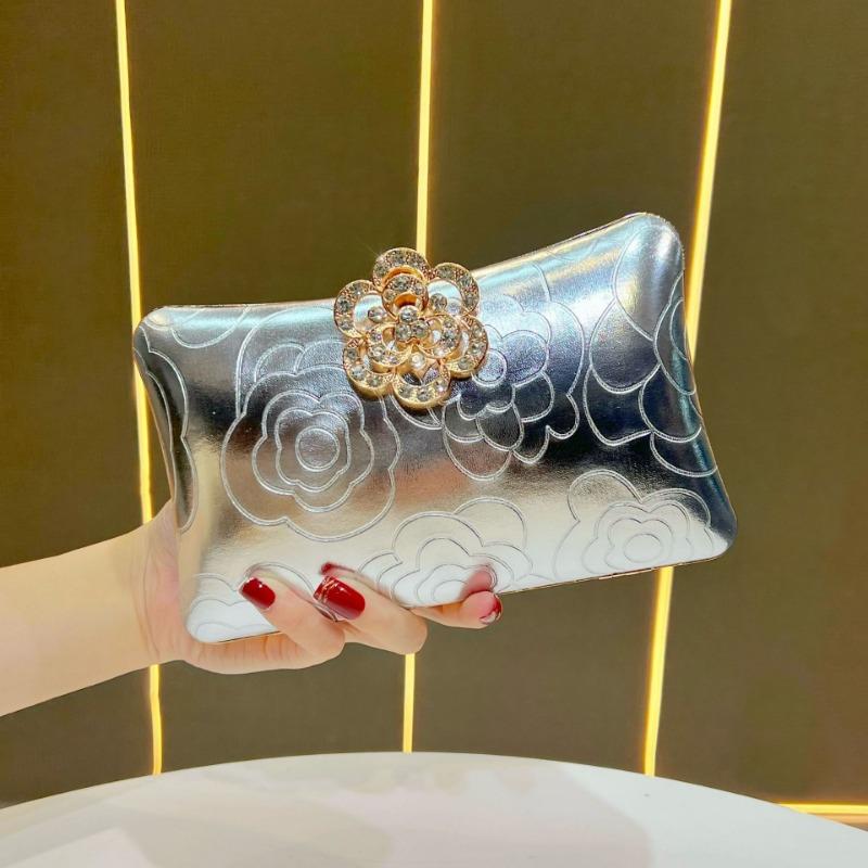 Borsa a pochette alla moda e di lusso leggero, Borsa a tracolla elegante, Borsa con catena tempestata di diamanti, Borsa da sera