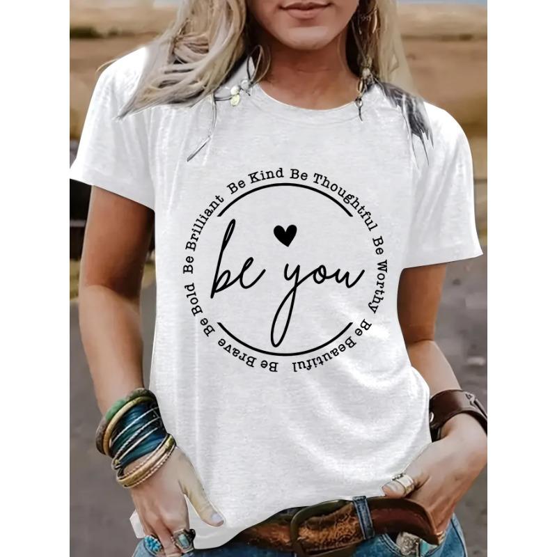 Women's Clothing Slogan Pattern Round-neck Short-sleeved Casual and Fashionable T-shirt