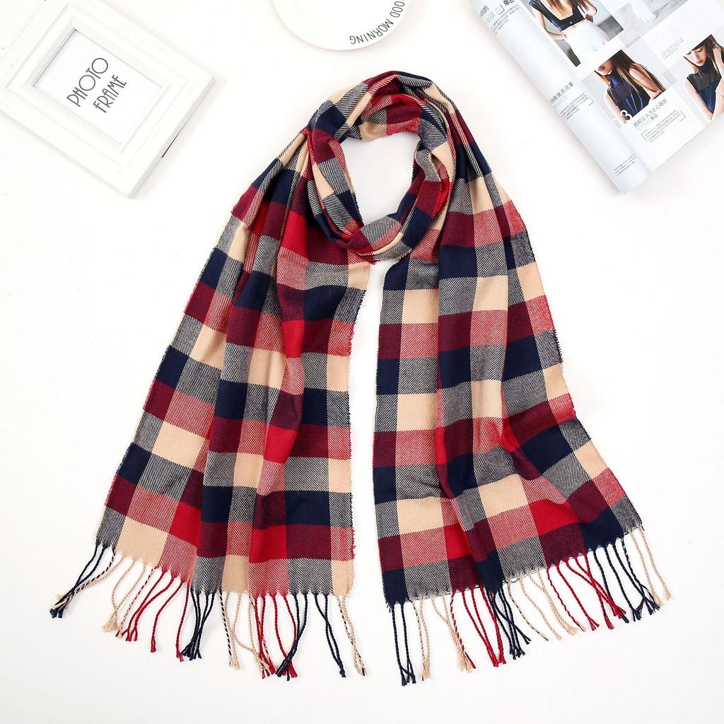 Men'S Winter Plaid Scarf Warm Women Cashmere Shawls Scarves Casual Tassel Scarfs Man Business Scarf Pashmina