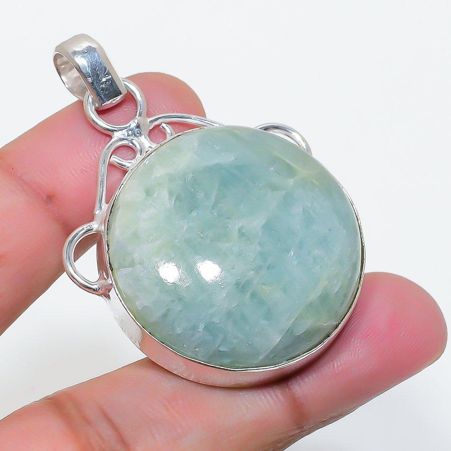 Natural Aquamarine Gemstone 925 Sterling Silver Jewelry Pendant 1.97" AP-16146