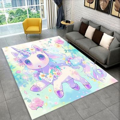 Dream Unicorn Rainbow Cartoon Large Area Rug Non-slip Durable Carpet for Bedroom Living Room Sofa Doormat Home Decor Floor Mat