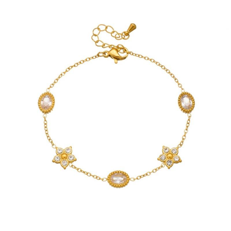 Gold Flower Zircon Bracelet Delicate Link Chain Bracelet for Women Elegant Daily Jewelry