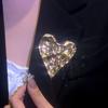 2026 Irregular Pleated Stainless Steel Love Brooch for Women High-End Corsage Niche Pin Sweater Suit Accessories