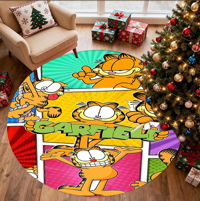 Garfield Pattern Round Rug, Indoor/Outdoor Mat, for Picnic, Gameroom, Bedroom, Office, Living Room, Home Decor Carpet, Birthday Gift