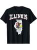 Obywatel USA Dumny Amerykańska Flaga Stanowa Mapa Lądowa Illinois T-Shirt