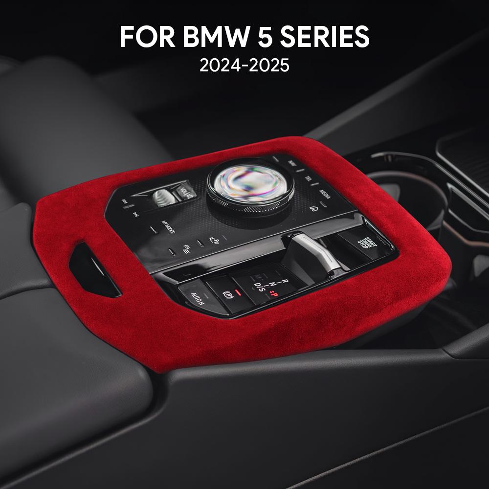 Pierścień Gałki Zmiany Biegów do BMW Serii 5 2024 G60 Zamszowy Odporny na Zarysowania Pokrycie Panelu Centralnej Konsoli Akcesorium Wnętrza