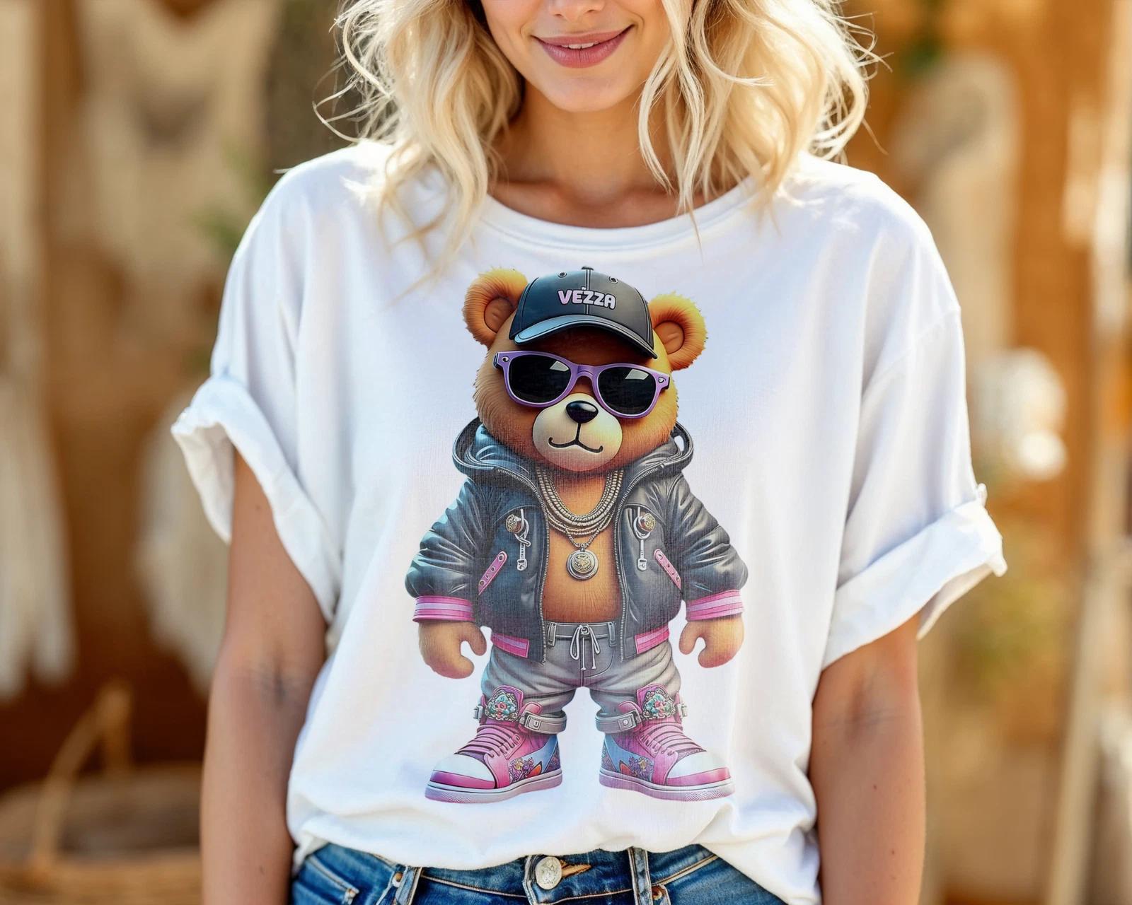 Cool Streetwear Bear T-Shirt – Hip Hop Fashion Graphic Tee A466 2XL